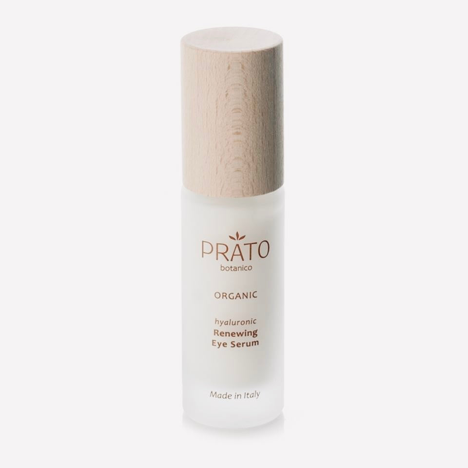 Prato Botanico Renewing Eye Serum with sustainable beechwood lid on white background